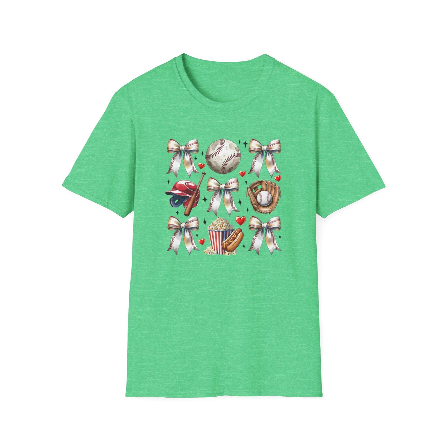 Baseball Mom Cute Gear T-Shirt — Helmet, Glove & Popcorn Sports Design