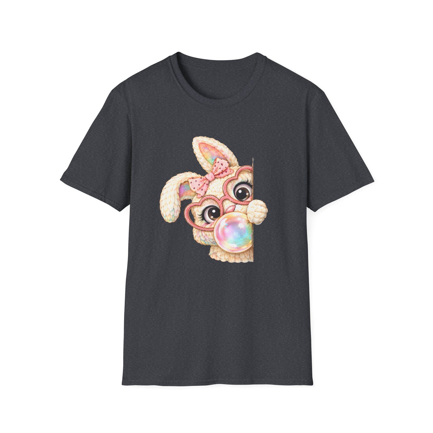 Cute Bubblegum Bunny Shirt, Peekaboo Easter Bunny Tee, Pastel Kawaii Rabbit Graphic T-Shirt, Coquette Spring Outfit, Funny Easter Shirt for Women