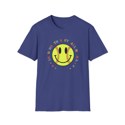 Loud Mouth Softball Mama Shirt – Retro Smiley Softball Graphic Tee, Funny Softball Mom Shirt, Vintage Game Day Apparel