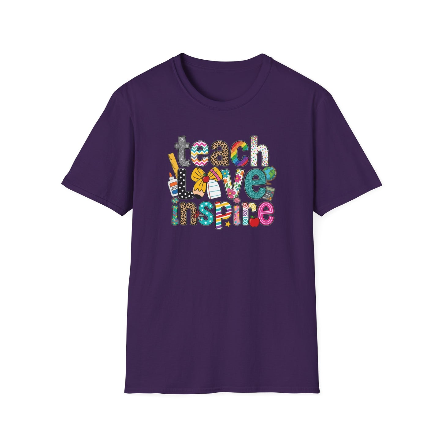 Teach Love Inspire Shirt – Cute Teacher T-Shirt – Colorful Classroom Graphic Tee – Teacher Appreciation Gift