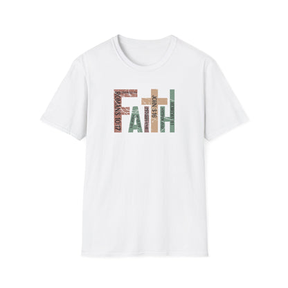Faith Graphic T-Shirt — "Faith" with Cross & Bible Verse (Romans 10:17 / John 3:16)