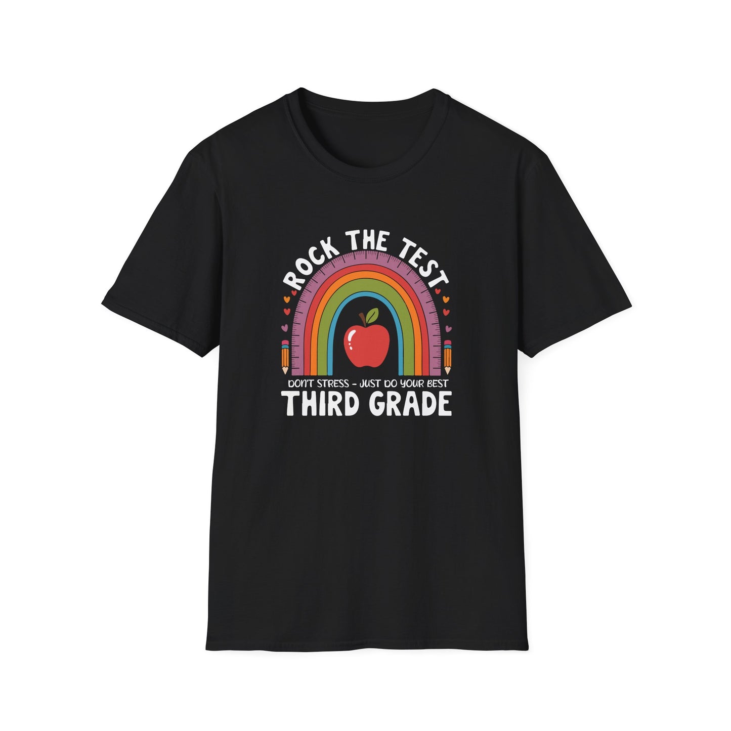 3rd Grade State Testing Teacher Shirt – “Rock The Test - Third Grade” Graphic Tee, Cute Educator T-Shirt, Funny Classroom Apparel