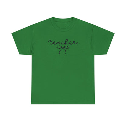 Teacher Script Tee - Teacher Bow Graphic Tee | Cute Teacher Shirt