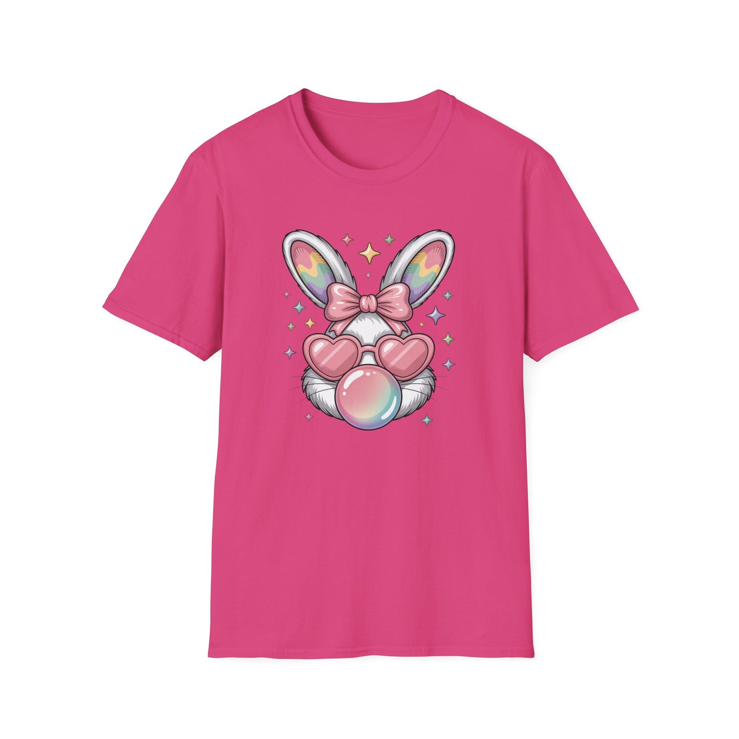 Cute Easter Bunny Bubblegum Shirt, Pastel Coquette Bunny Tee, Heart Glasses Rabbit T-Shirt, Kawaii Spring Graphic Tee, Easter Outfit for Women