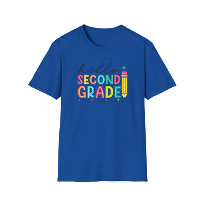 Hello Second Grade Pencil T-Shirt — Colorful Back-to-School Cute School Spirit Tee