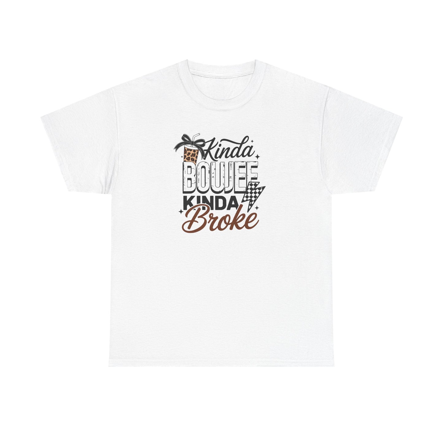 Boujee Broke Shirt – Funny Coffee Lover Graphic Tee, Trendy Leopard Print Boujee Tee