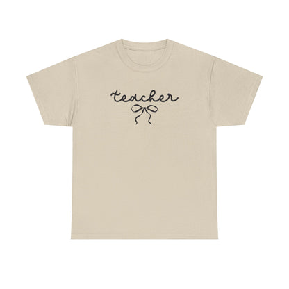 Teacher Script Tee - Teacher Bow Graphic Tee | Cute Teacher Shirt