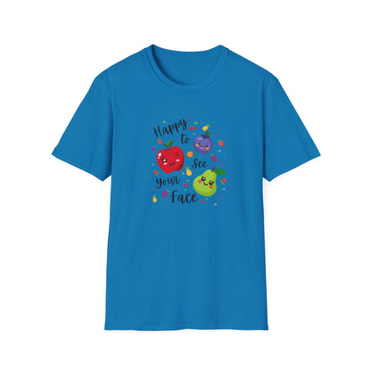 Cute Kawaii Fruit Shirt – Smiling Apple Pear Blueberry Tee
