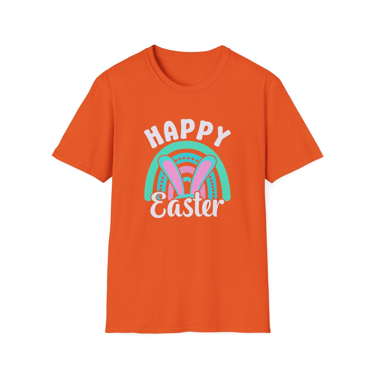 Happy Easter Bunny Shirt, Pastel Easter Rainbow Tee, Cute Spring Graphic T-Shirt, Bunny Ears Easter Outfit, Women’s Easter Shirt, Soft Pastel Holiday Tee