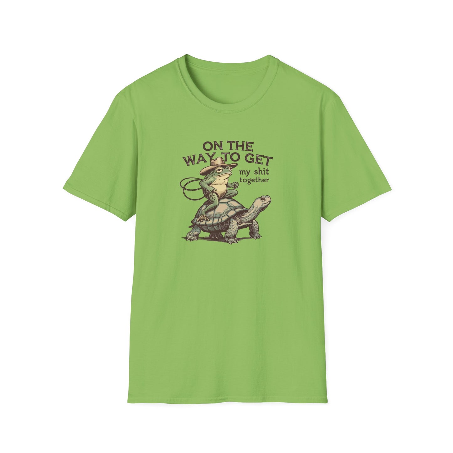 Funny Frog & Turtle T-Shirt – “On the Way to Get My Sh*t Together” Graphic Tee | Unisex Casual Humor Shirt