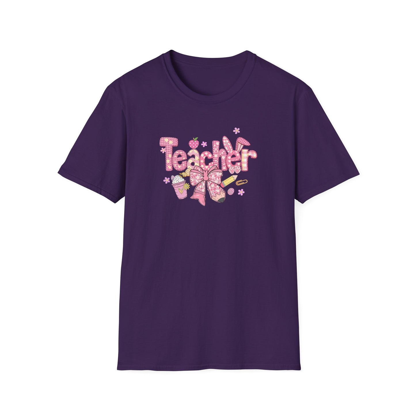 Teacher Pink Bow T-Shirt — Cute Classroom Gift for Teachers