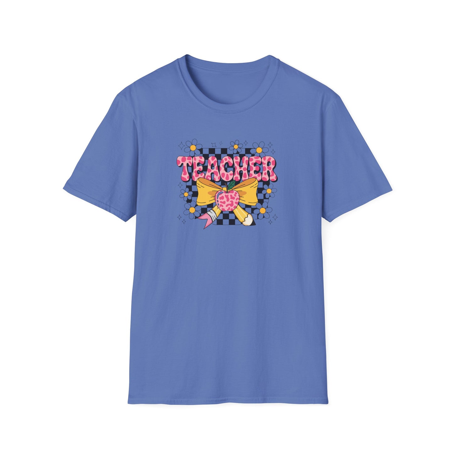 Cute Teacher Bow Shirt – Coquette Teacher T-Shirt – Trendy Pink Apple Graphic Tee – Back to School Teacher Gift