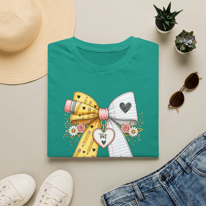 Personalized Teacher Bow Shirt | Custom Teacher Name Heart Tee