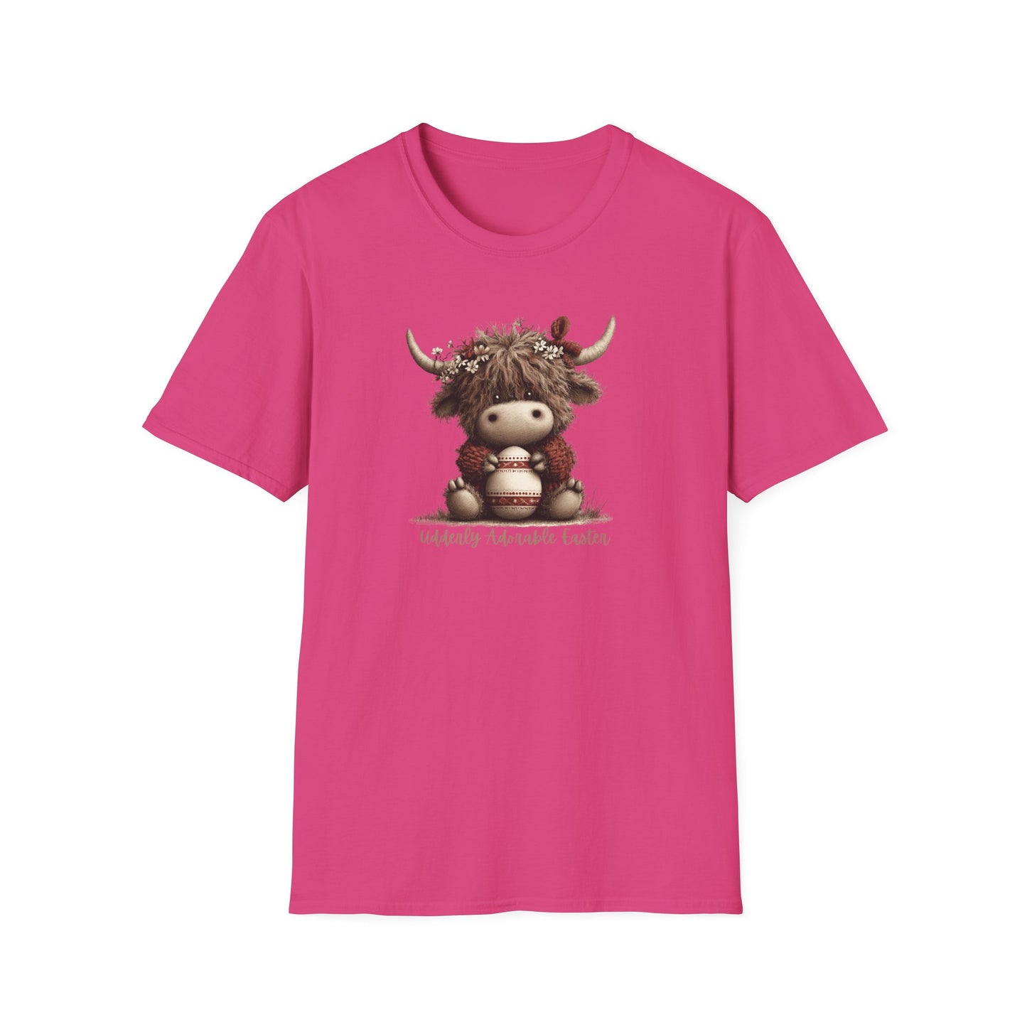 Udderly Adorable Easter Highland Cow Shirt, Cute Cow Easter T-Shirt, Spring Farm Animal Tee, Easter Gift for Women, Country Western Cow Lover