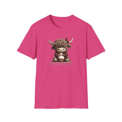 Udderly Adorable Easter Highland Cow Shirt, Cute Cow Easter T-Shirt, Spring Farm Animal Tee, Easter Gift for Women, Country Western Cow Lover