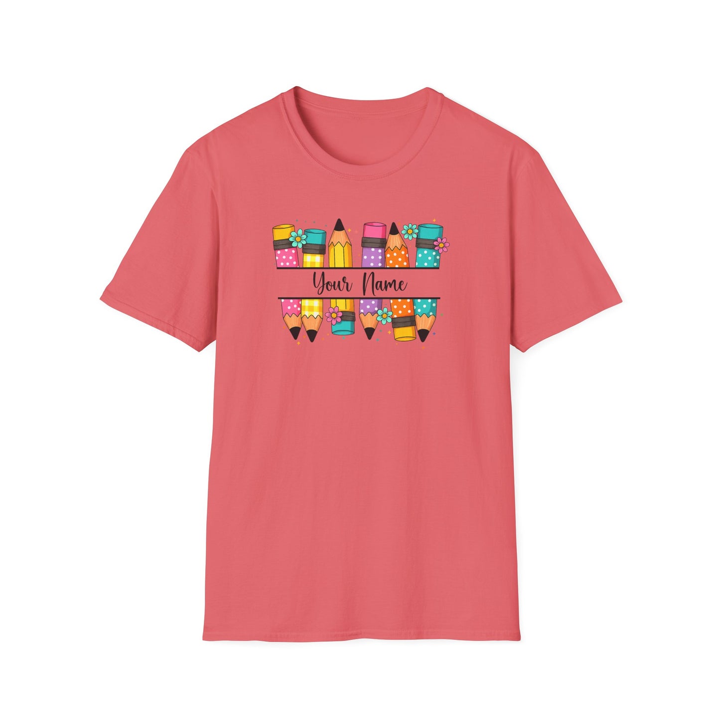 Personalized Pencil Graphic T-Shirt – Cute Back to School Teacher Tee
