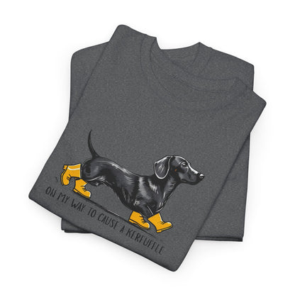 Funny Dachshund Shirt – “On My Way to Cause a Kerfuffle” Tee | Cute Wiener Dog Shirt