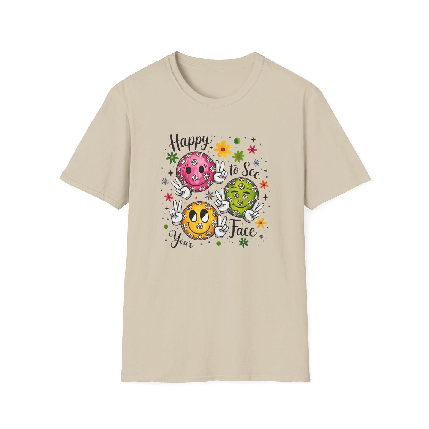 Groovy Retro Smiley Face T-Shirt – Happy to See Your Face | Vintage 70s Aesthetic Tee