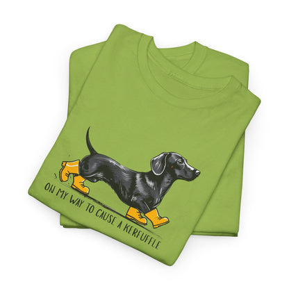 Funny Dachshund Shirt – “On My Way to Cause a Kerfuffle” Tee | Cute Wiener Dog Shirt