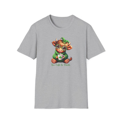 St. Patrick’s Baby Cow Tee — “Too Cute to Pinch” Cute Irish Clover T-Shirt