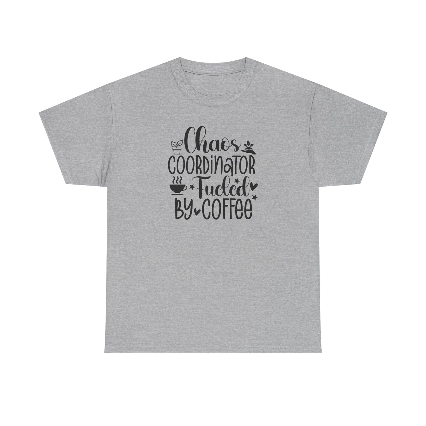 Chaos Coordinator T-Shirt – "Fueled by Coffee" Funny Mom/Teacher Shirt – Cute Coffee Lover Graphic Tee for Women