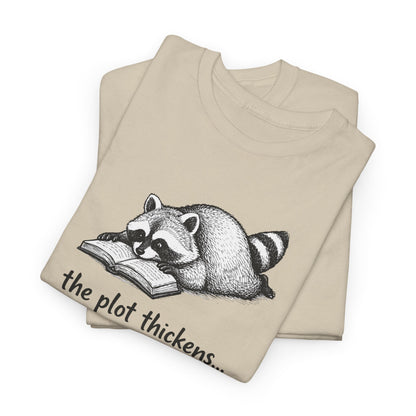 Raccoon "The Plot Thickens" Graphic Tee - Funny Book Lover Tee