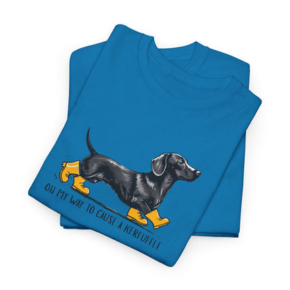 Funny Dachshund Shirt – “On My Way to Cause a Kerfuffle” Tee | Cute Wiener Dog Shirt