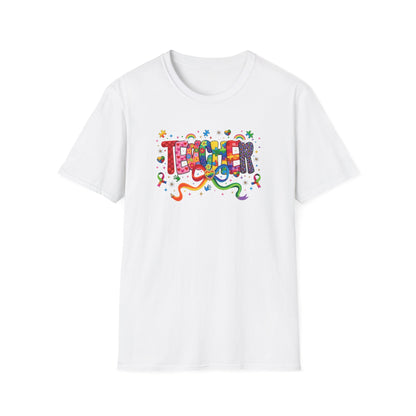 Autism Awareness Rainbow Puzzle Piece Teacher Tee