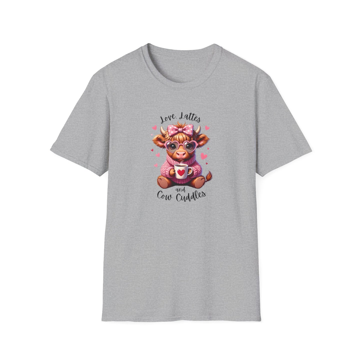 Cow Cuddles T-Shirt — "Love Lattes and Cow Cuddles" Cute Cow Graphic Tee for Animal Lovers