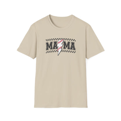Baseball Mama Lightning Bolt Shirt – Trendy Game Day Sports Mom Tee | Vintage Checkered Baseball Mom Graphic T-Shirt
