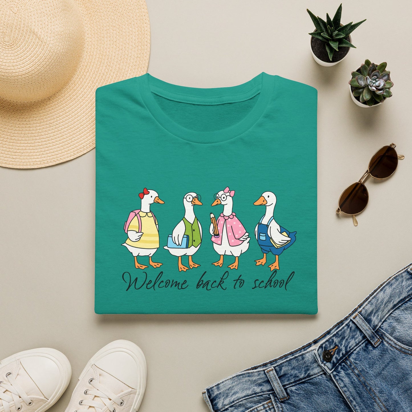 Back to School Ducklings T-Shirt — "Welcome back to school"