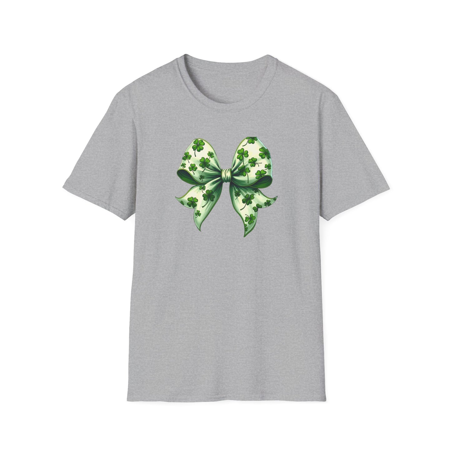 St. Patrick's Shamrock Bow T-Shirt — Green Clover Ribbon Tee