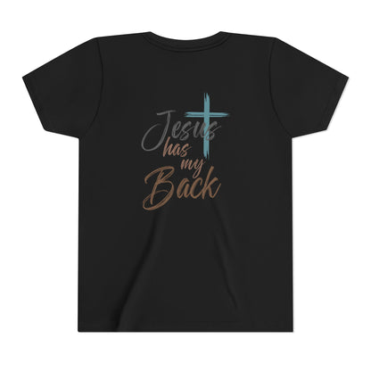 Jesus Has My Back Kids Christian Shirt – Faith Cross Heart T-Shirt – Inspirational Religious Tee for Boys & Girls