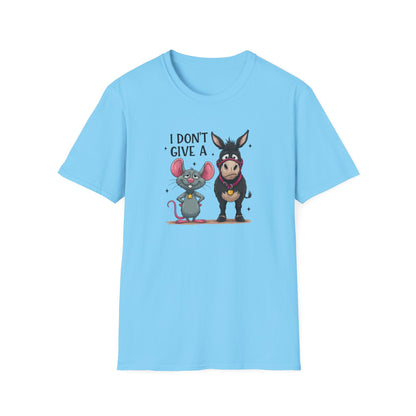I Don't Give A... Funny Mouse & Donkey T-Shirt Cute Sarcastic Tee | Unisex Casual Humor Shirt