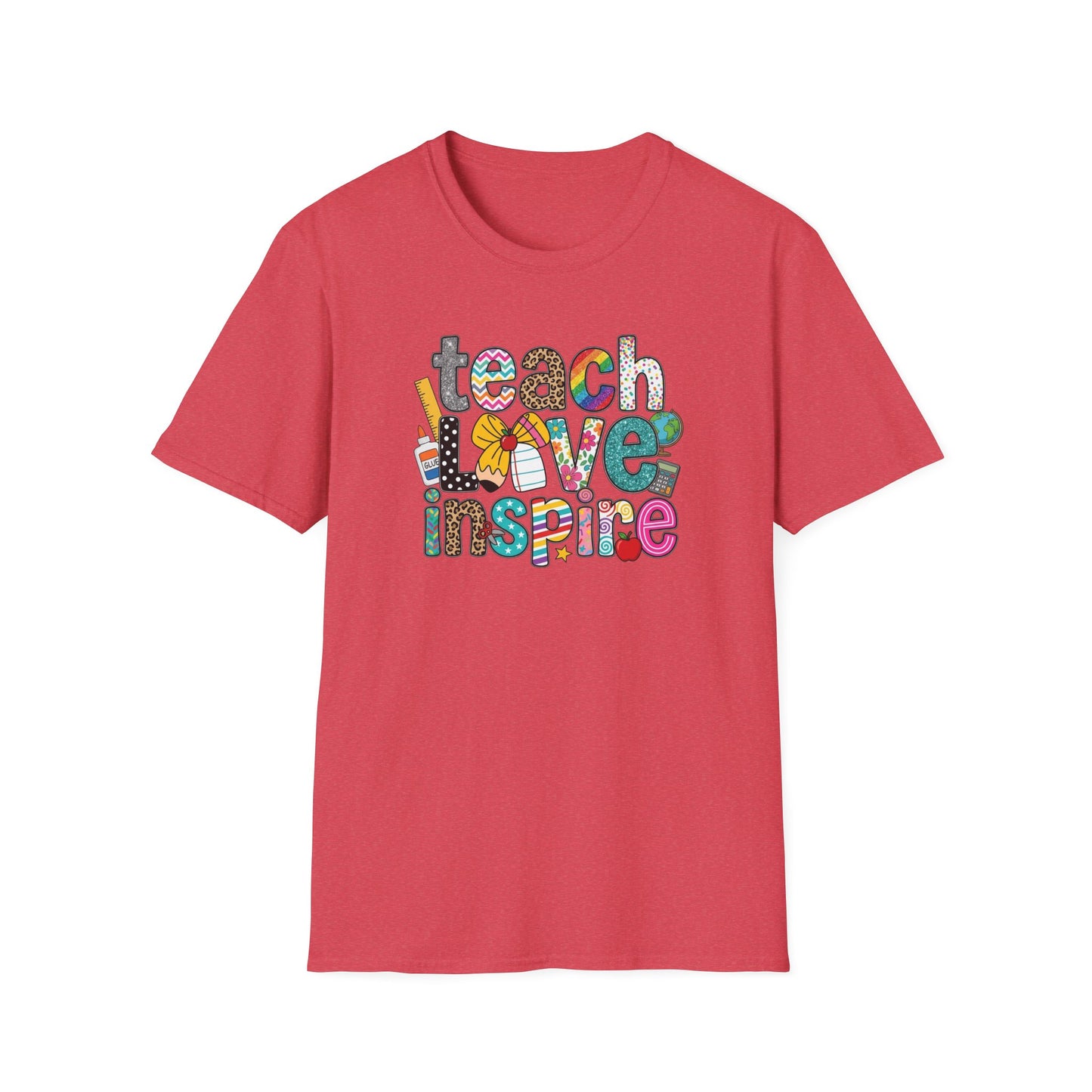Teach Love Inspire Shirt – Cute Teacher T-Shirt – Colorful Classroom Graphic Tee – Teacher Appreciation Gift