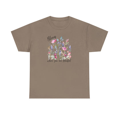 Floral 'Bloom Where You Are Planted' Tee — Watercolor Wildflower Women's T-Shirt