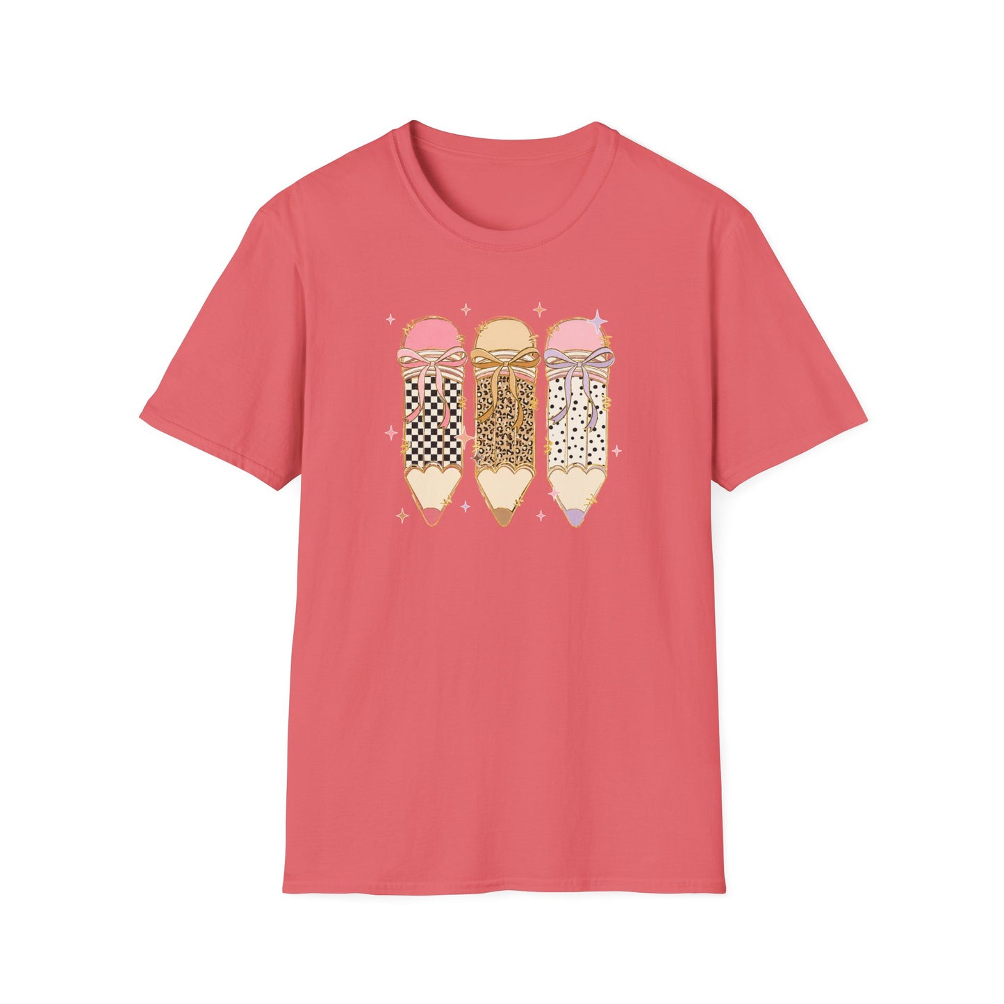 Coquette Pencil Teacher Shirt | Bow Pencil Teacher T-Shirt | Pink Leopard Checkered School Shirt