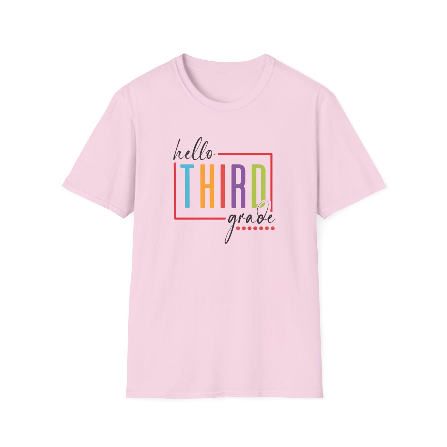 Hello Grade Teacher Shirts | Retro Back to School Graphic Tees | Preschool, Pre-K, Kindergarten, First, Second & Third Grade Teacher Shirt | Gildan 64000 Softstyle Tee