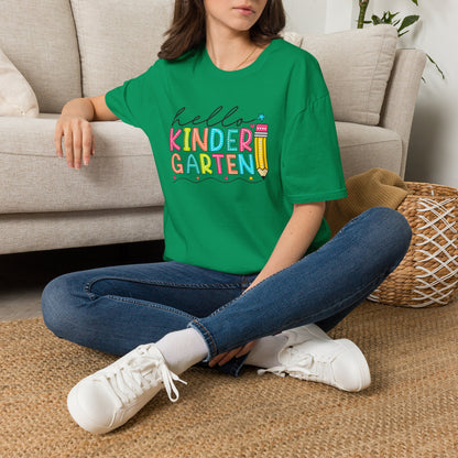 Hello Kindergarten Pencil T-Shirt — Colorful Back-to-School Cute School Spirit Tee