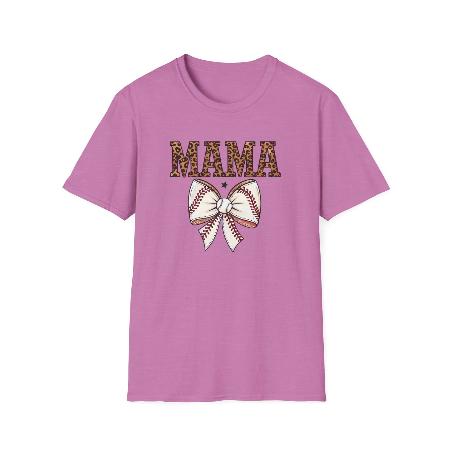 Leopard Baseball Mama Bow Shirt – Cute Coquette Style Sports Mom Tee | Trendy Game Day Baseball Mom Graphic T-Shirt