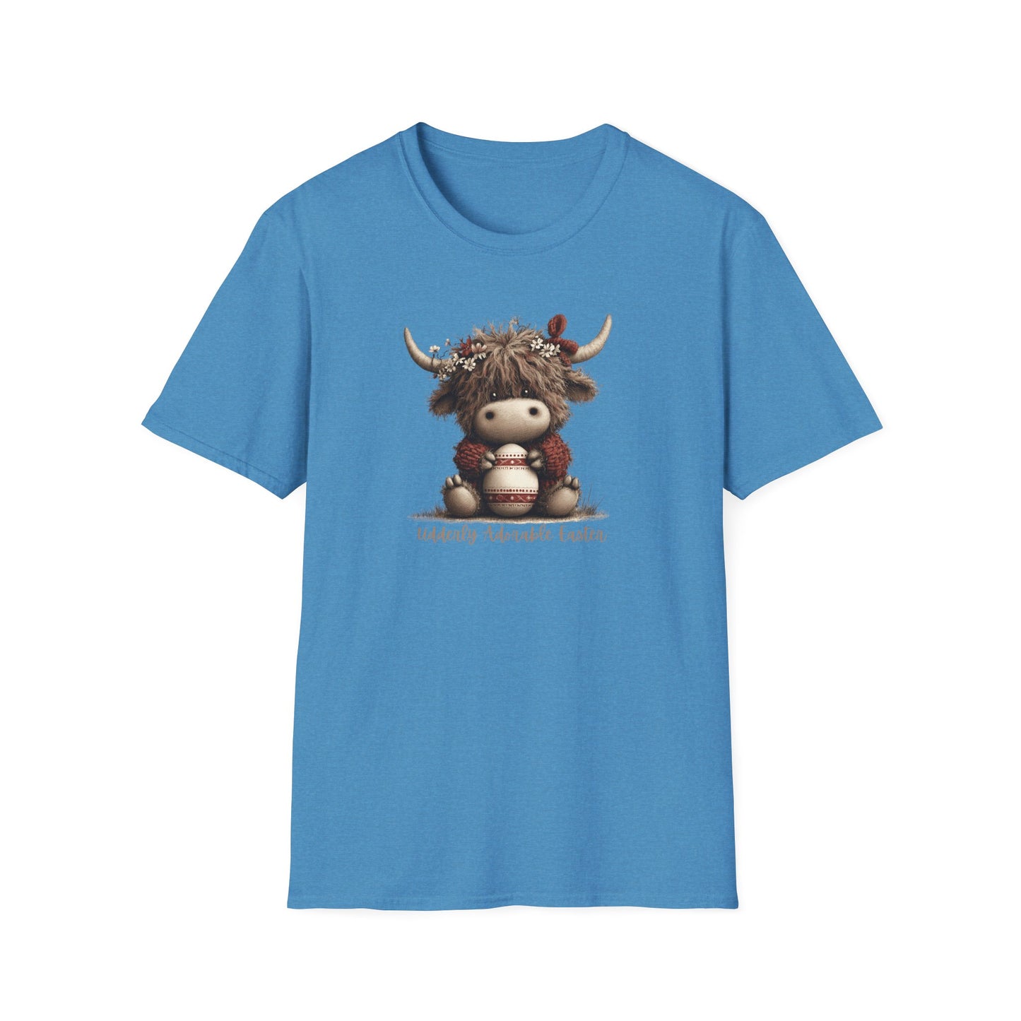 Udderly Adorable Easter Highland Cow Shirt, Cute Cow Easter T-Shirt, Spring Farm Animal Tee, Easter Gift for Women, Country Western Cow Lover