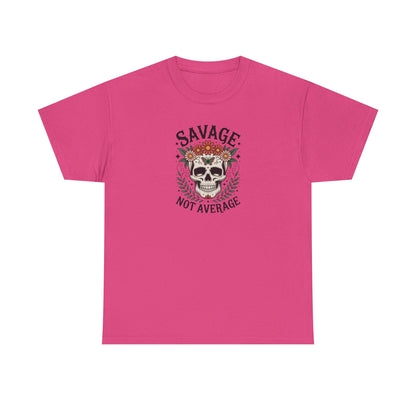Savage Not Average Skull T-Shirt – Floral Skull Graphic Tee Vintage Style