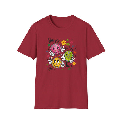 Groovy Retro Smiley Face T-Shirt – Happy to See Your Face | Vintage 70s Aesthetic Tee