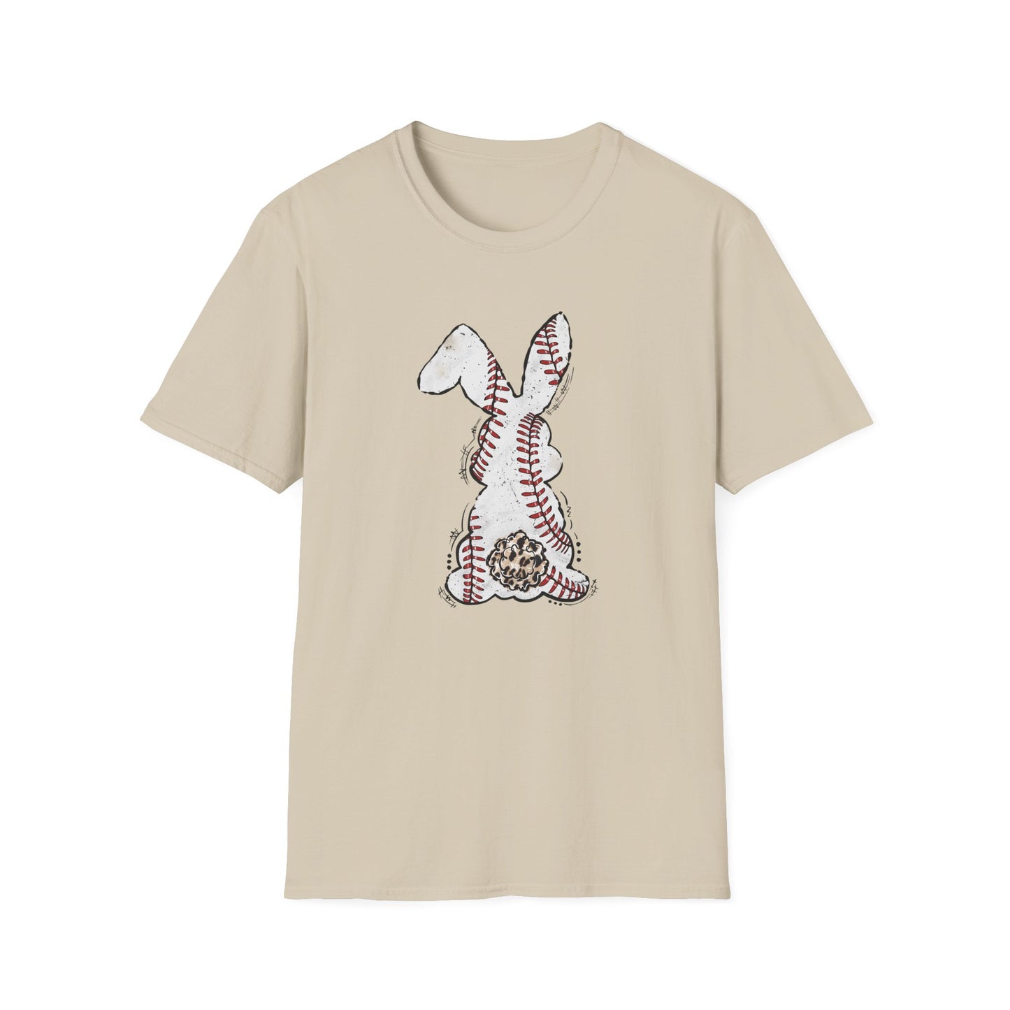 Funny Baseball Bunny Easter T-Shirt – Baseball Stitch Bunny Butt Graphic Tee, Cute Easter Baseball Shirt, Sports Easter Rabbit Tee for Women & Moms