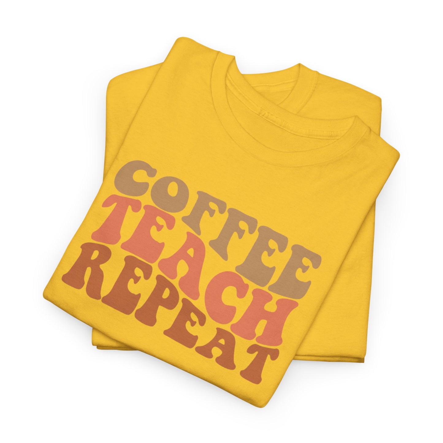 Coffee Teach Repeat Retro Shirt | Vintage Teacher T-Shirt | Cute Back To School Teacher Tee | Coffee Lover Educator Gift
