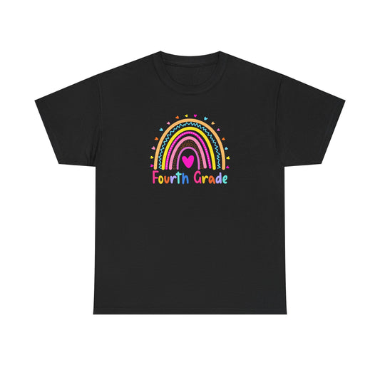 Fourth Grade Rainbow T-Shirt — Cute Back-to-School Tee for Girls - Colorful Grade Level Teacher Team Shirt - Gildan 5000 Unisex Tee