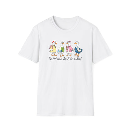Back to School Ducklings T-Shirt — "Welcome back to school"