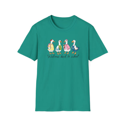 Back to School Ducklings T-Shirt — "Welcome back to school"