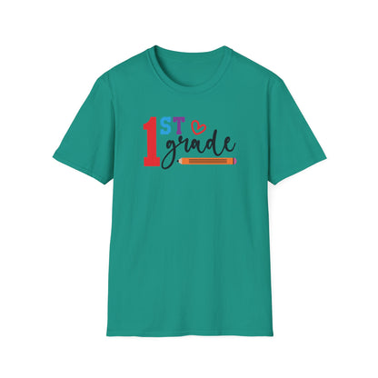 1st Grade Teacher Shirt | Back to School Teacher Tee | First Grade Graphic T-Shirt | Cute Classroom Shirt | Gildan 64000 Softstyle Tee
