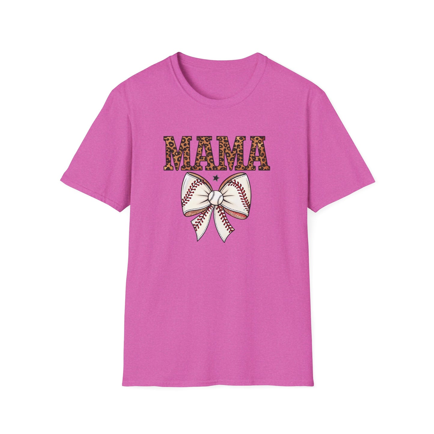 Leopard Baseball Mama Bow Shirt – Cute Coquette Style Sports Mom Tee | Trendy Game Day Baseball Mom Graphic T-Shirt